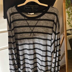 Striped Black and Gray Long Sleeve Top